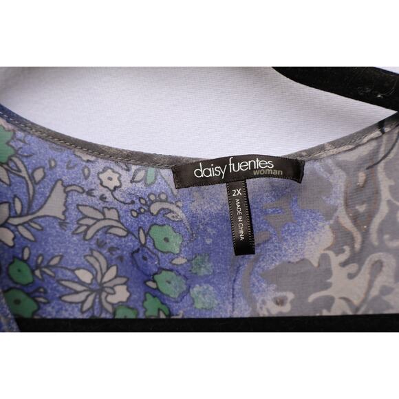 Daisy Fuentes Fairy Boho Flare Sleeve Blouse Size 2X Sheer with Built in tank - Picture 5 of 5